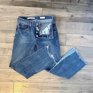 Anthropologie Pilcro and The Letterpress Jeans Size 26 Raw Hem Crop